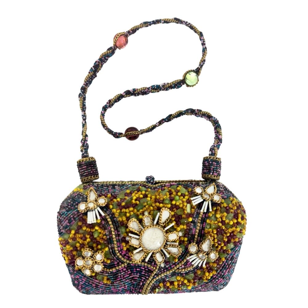 Mary Frances Vintage Blooming Beauty Beaded Hard Shell Shoulder Bag Clutch